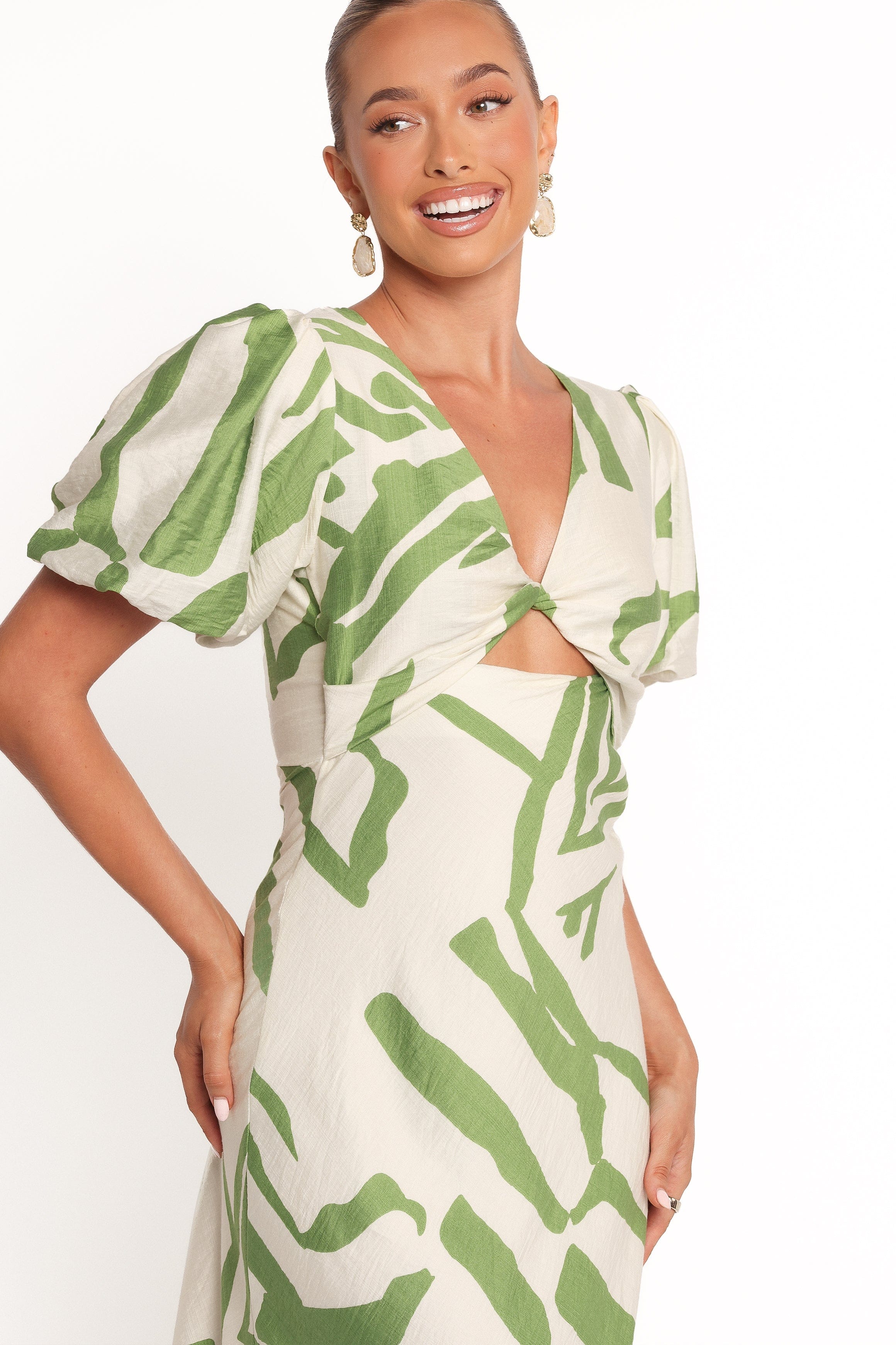 Petal and Pup USA DRESSES Ginevra Maxi Dress - Cream/Green (Hold for Rack)