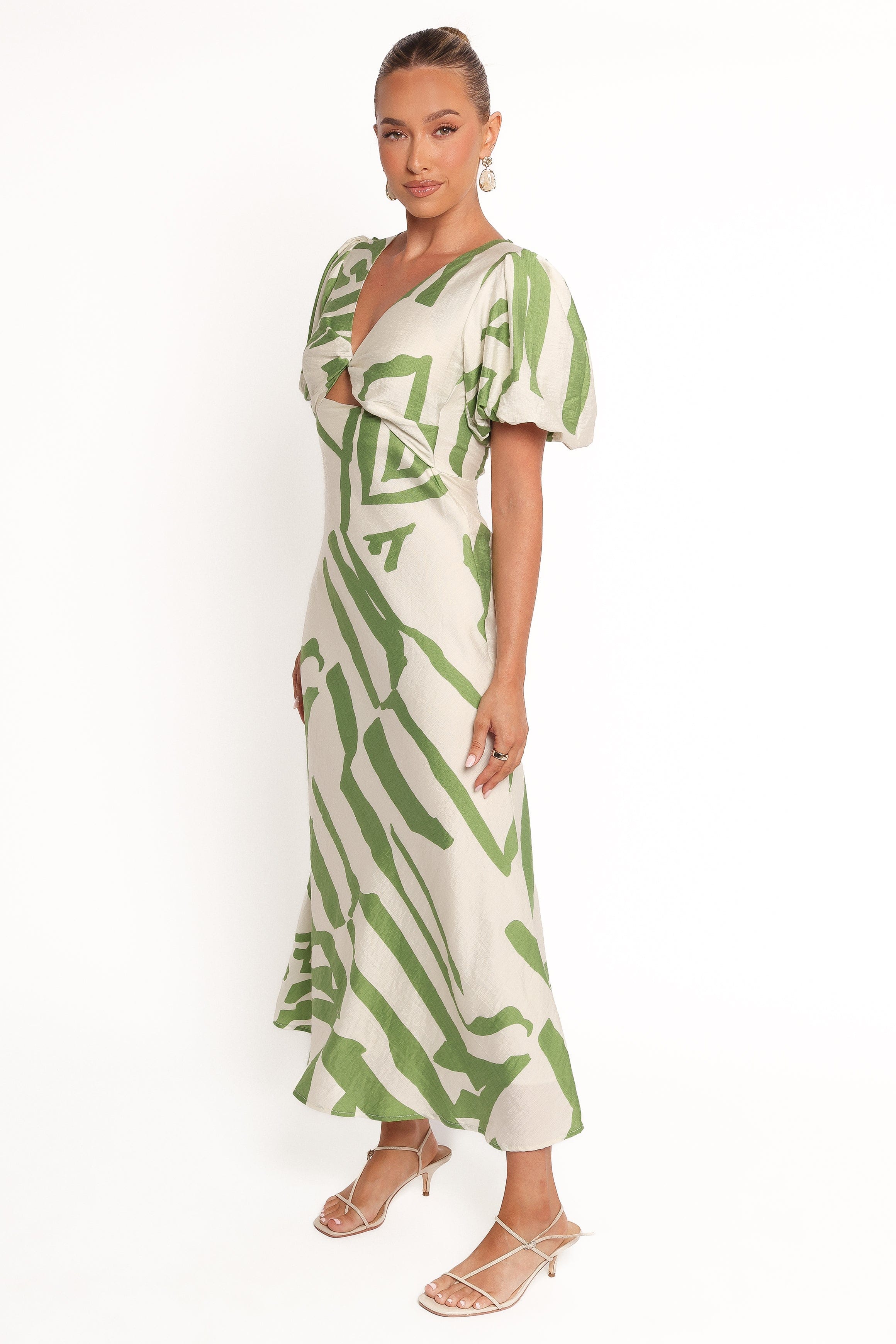Petal and Pup USA DRESSES Ginevra Maxi Dress - Cream/Green (Hold for Rack)