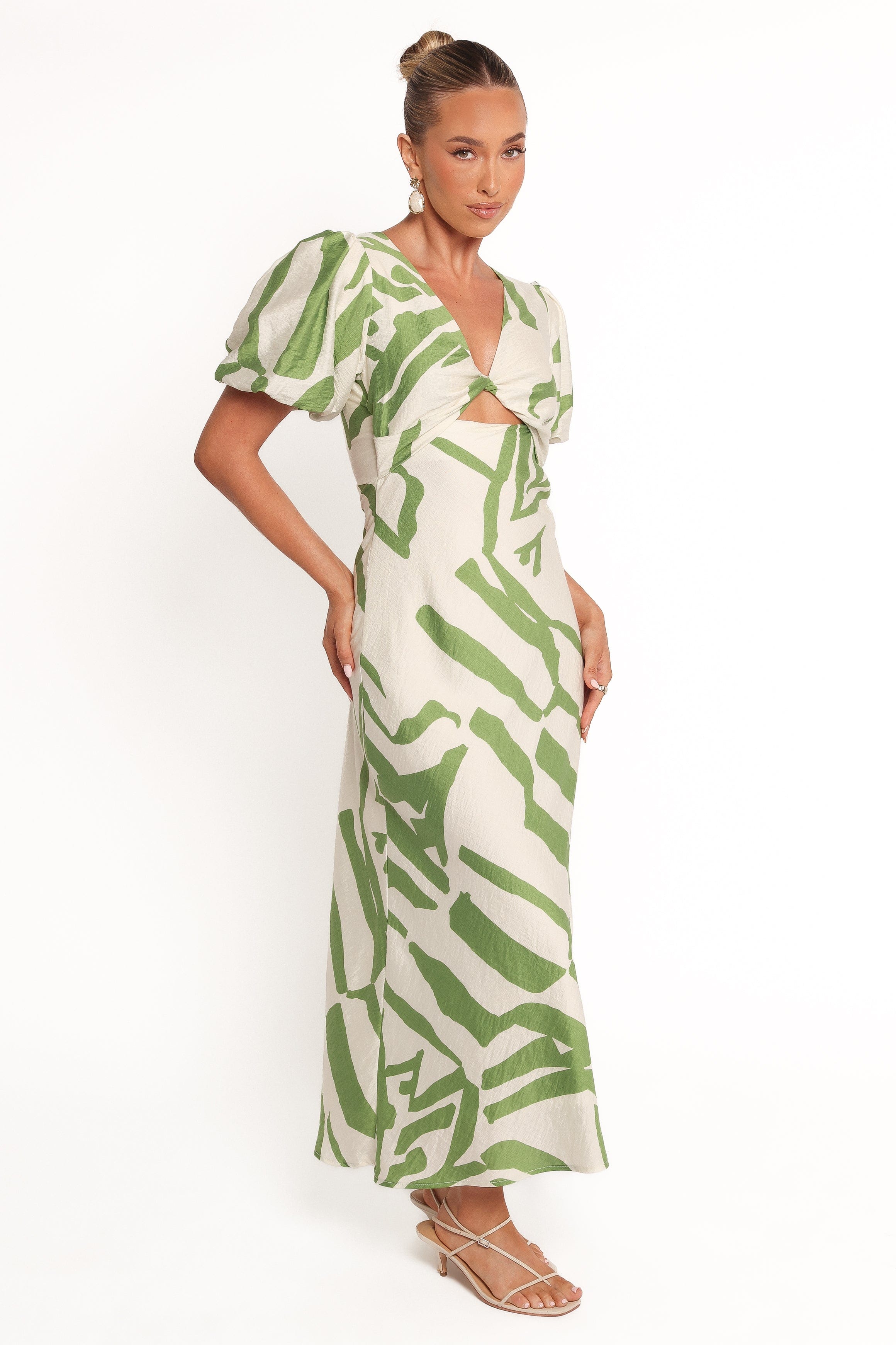 Petal and Pup USA DRESSES Ginevra Maxi Dress - Cream/Green (Hold for Rack)
