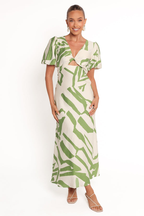 Petal and Pup USA DRESSES Ginevra Maxi Dress - Cream/Green (Hold for Rack)