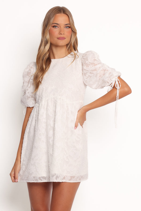 Delia Long Sleeve Mini Dress - White