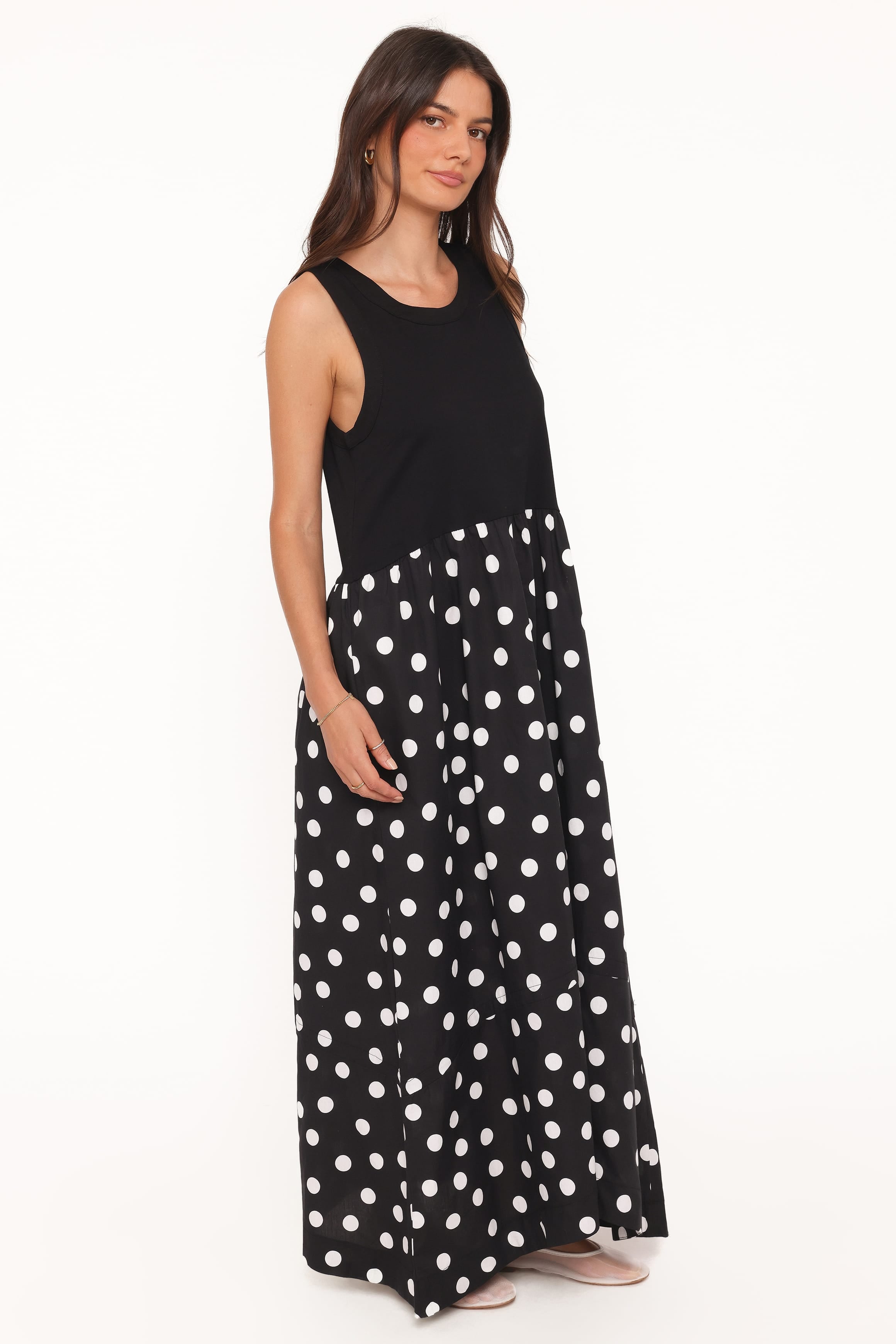 Petal and Pup USA DRESSES Glenda Maxi Dress - Black Polka Dot