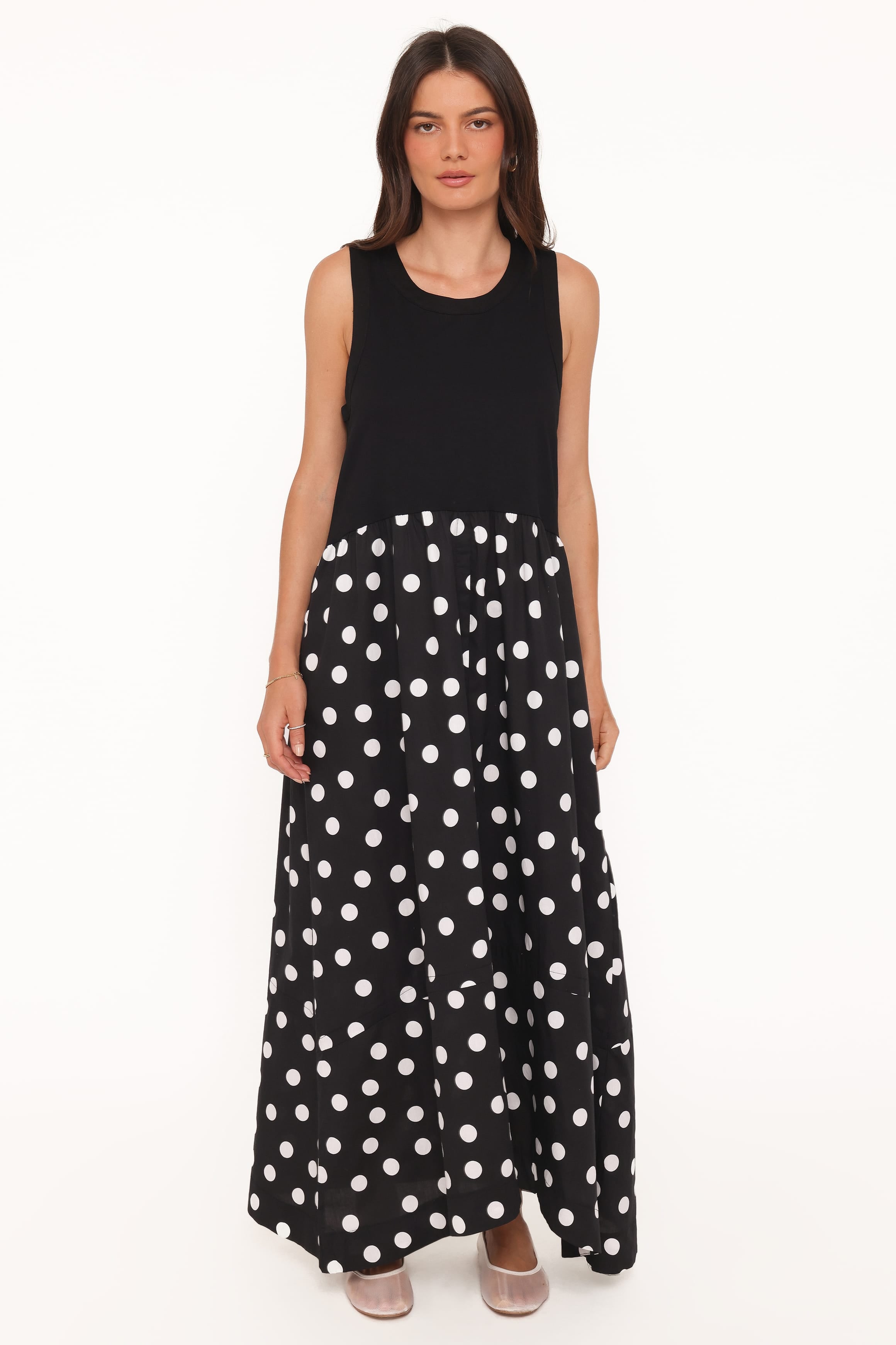 Petal and Pup USA DRESSES Glenda Maxi Dress - Black Polka Dot