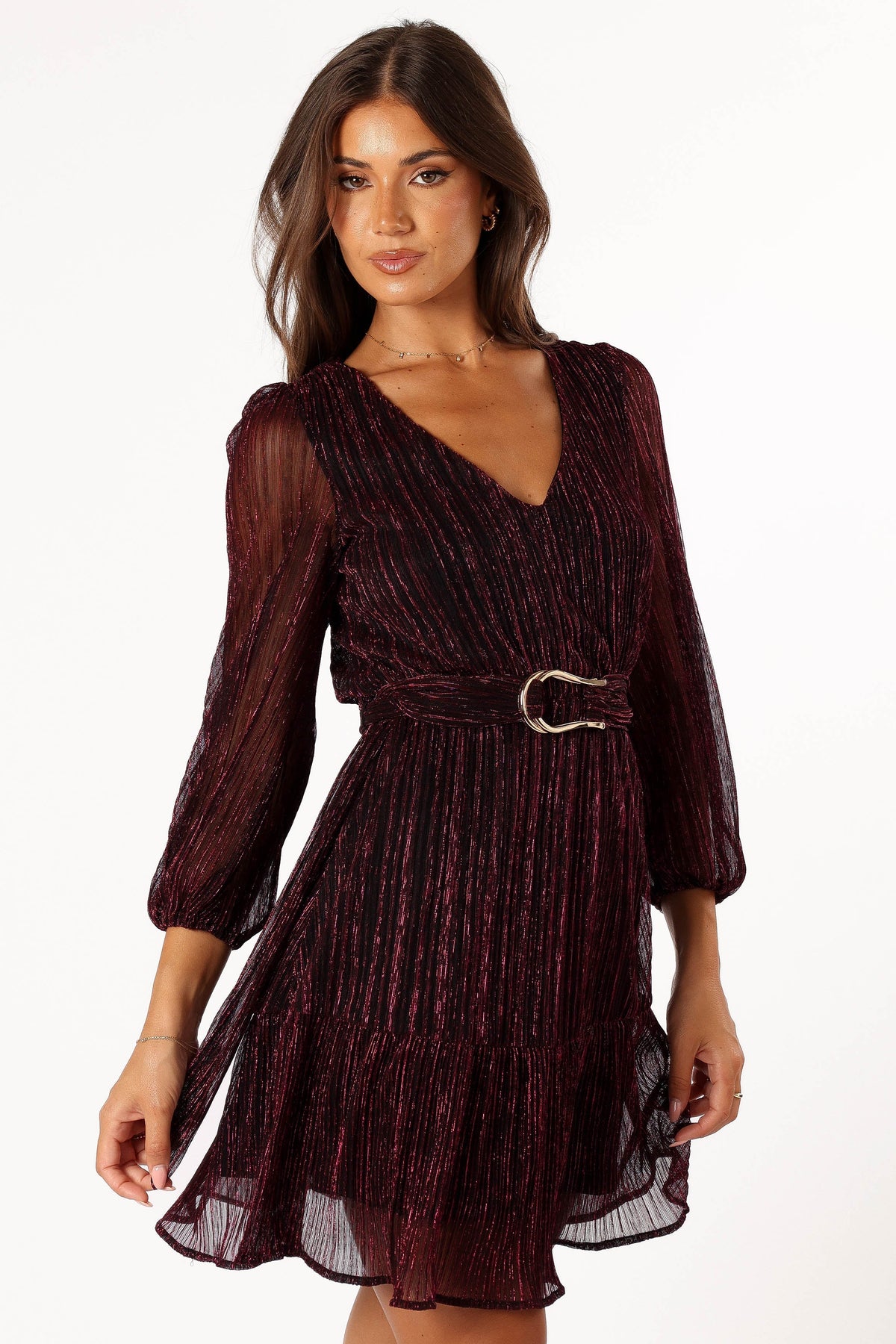 watters petal long sleeve plunge charmeuse mini dress Glimmer items under �10 Material:Myrtle 82cm based on an Square Neck Long Sleeve