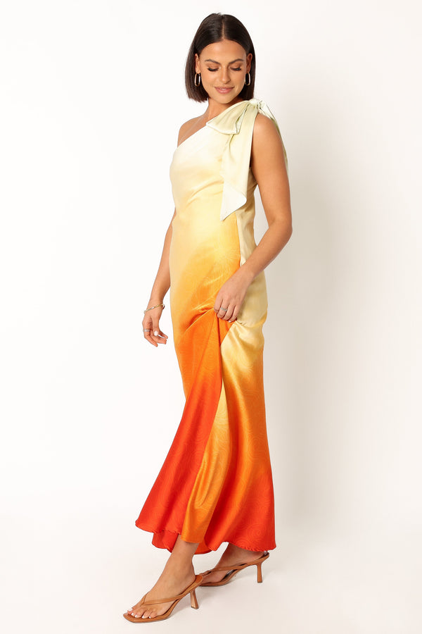 Petal and Pup USA DRESSES Glow One Shoulder Midi Dress - Sunset