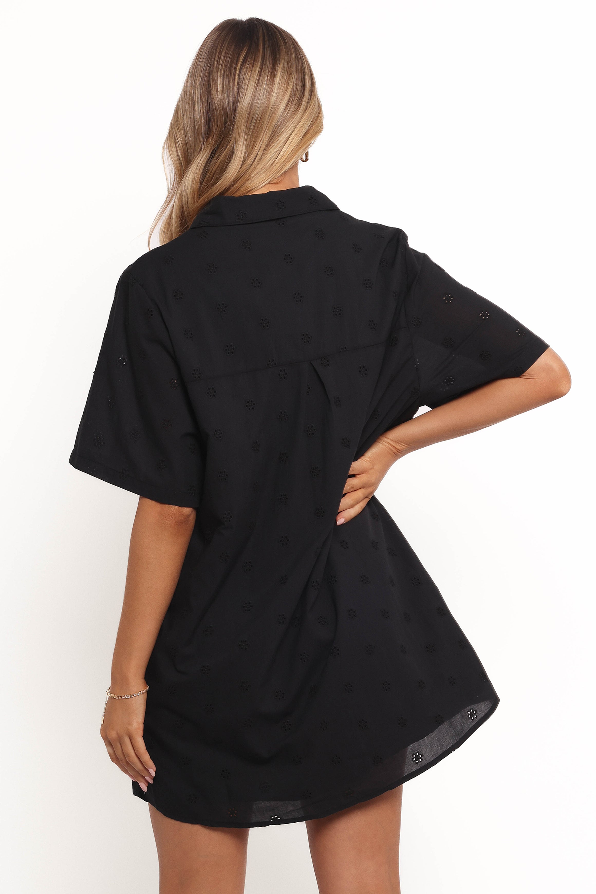 Petal and Pup USA DRESSES Grady Collared Shirt Dress - Black