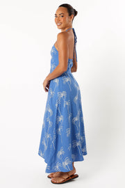 Petal and Pup USA DRESSES Granger Halterneck Midi Dress - Blue Print
