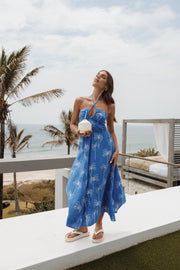 Petal and Pup USA DRESSES Granger Halterneck Midi Dress - Blue Print