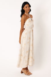 Petal and Pup USA DRESSES Granger Halterneck Midi Dress - White Print