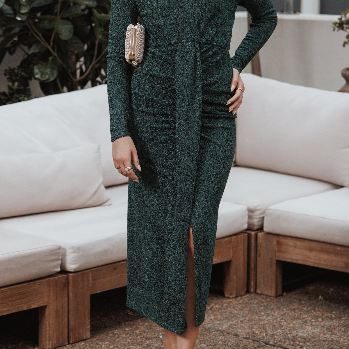 petal and pup emerald green dress Petal and Pup Women's Adair Off Shoulder Maxi Dress