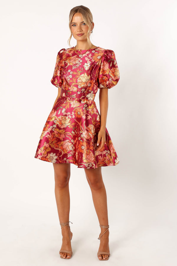 Petal and Pup USA DRESSES Grea Long Sleeve Mini Dress - Ruby Floral