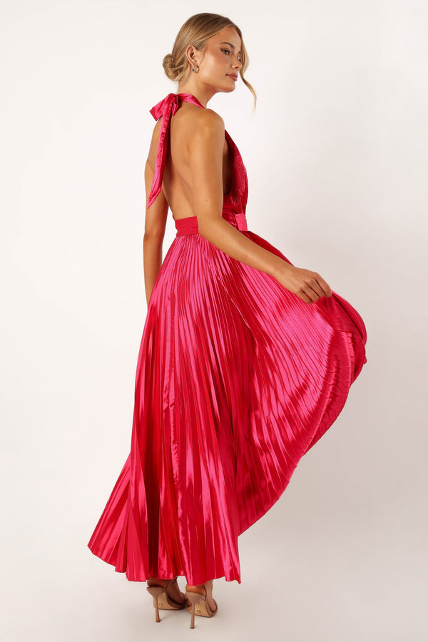 Petal and Pup USA DRESSES Greta Halterneck Maxi Dress - Magenta