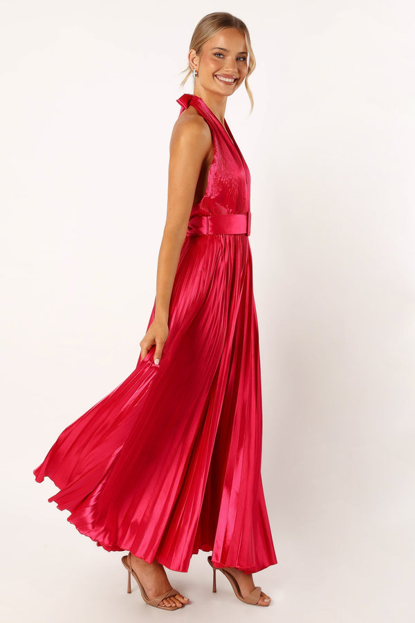 Petal and Pup USA DRESSES Greta Halterneck Maxi Dress - Magenta