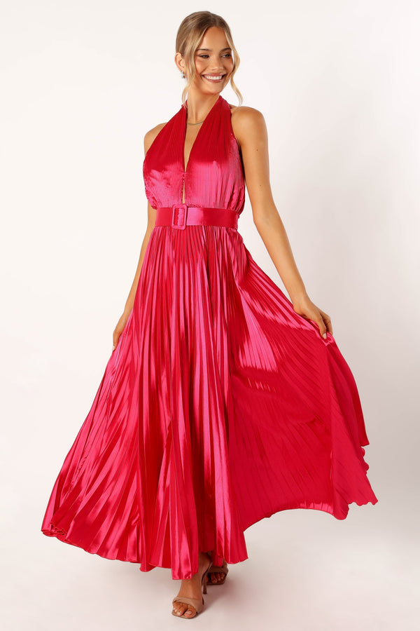 Petal and Pup USA DRESSES Greta Halterneck Maxi Dress - Magenta