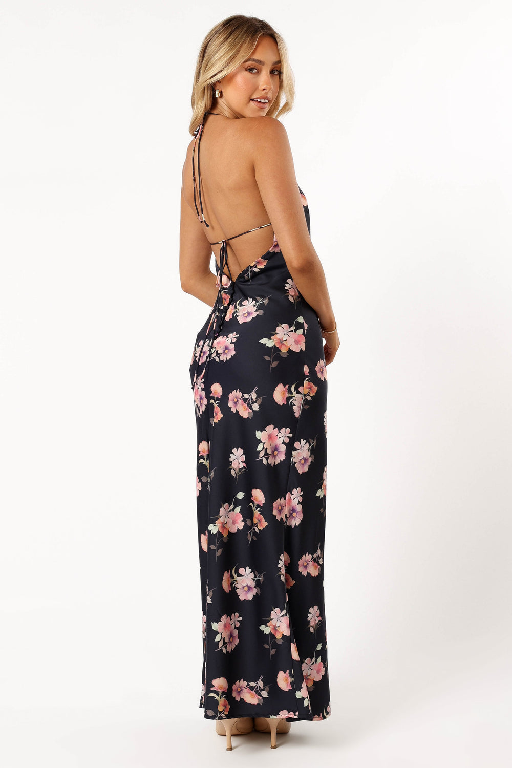 Petal and Pup USA DRESSES Hadley Halterneck Maxi Dress - Black Floral