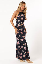 Petal and Pup USA DRESSES Hadley Halterneck Maxi Dress - Black Floral