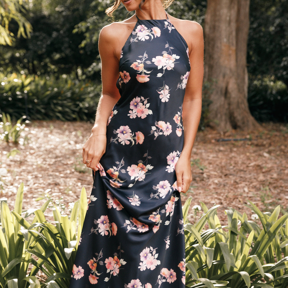 Hadley Halterneck Maxi Dress - Black Floral