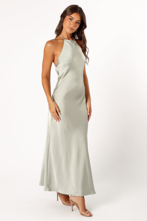 Petal and Pup USA DRESSES Hadley Halterneck Maxi Dress - Sage