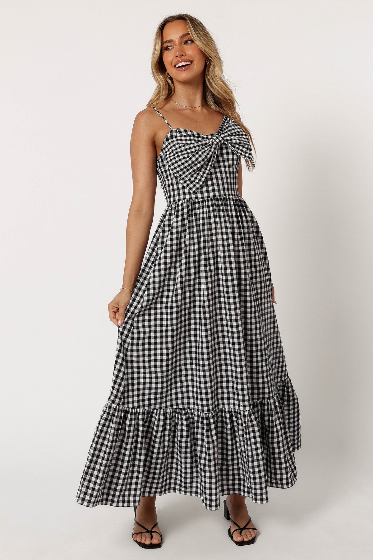 knee length dresses for ladies Gingham Maxi Dress – Spring & Somer main image 1