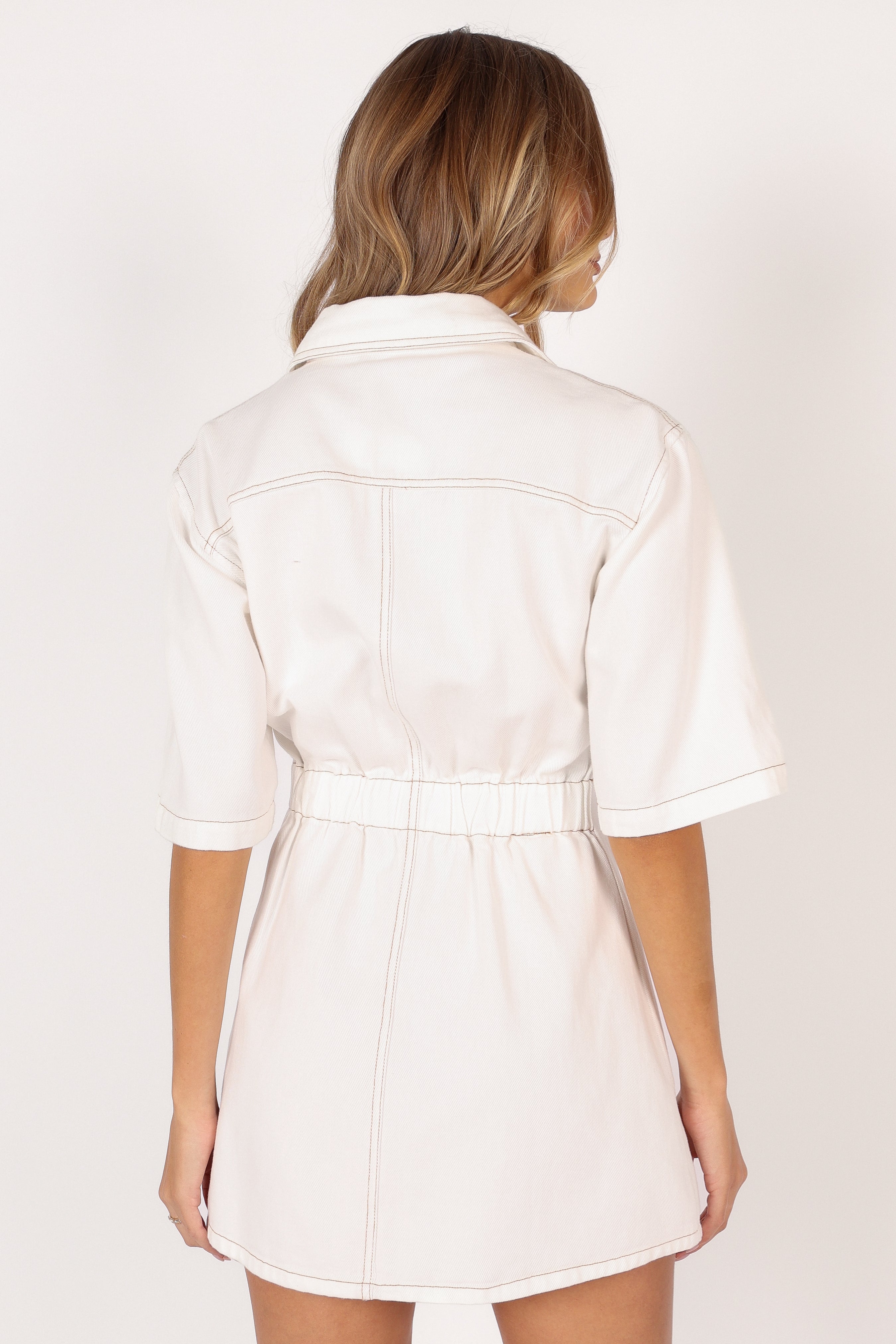 White denim dress new shops look