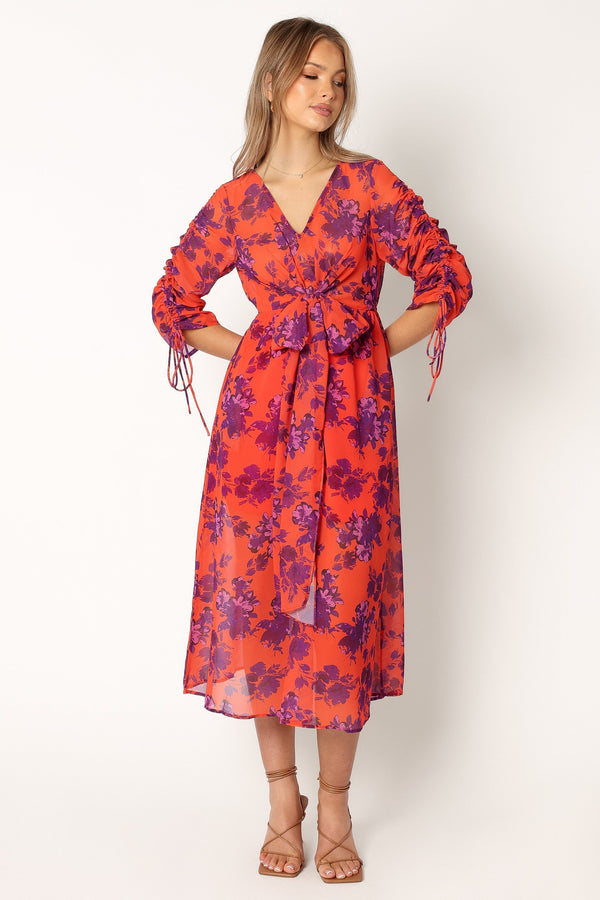 Petal and Pup USA DRESSES Hallie Midi Dress - Red Wine