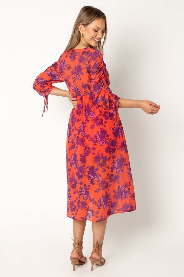 Petal and Pup USA DRESSES Hallie Midi Dress - Red Wine