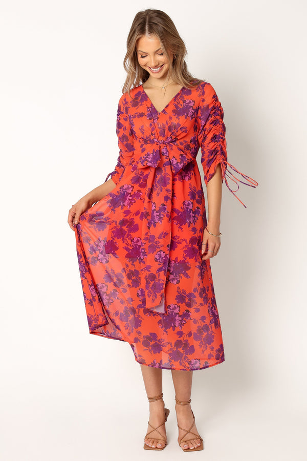 Petal and Pup USA DRESSES Hallie Midi Dress - Red Wine