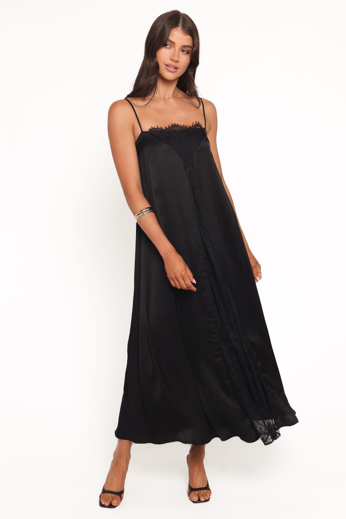 silk midi dress black Petal and Pup Women's Halsey Midi Dress