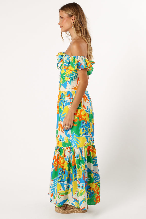 Petal and Pup USA DRESSES Harriet Off Shoulder Maxi Dress - Malta Print