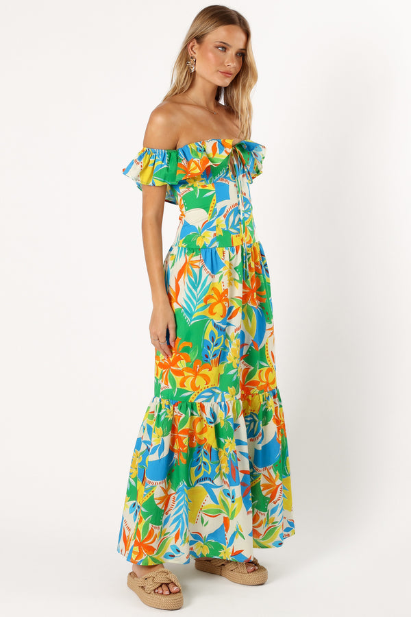 Petal and Pup USA DRESSES Harriet Off Shoulder Maxi Dress - Malta Print