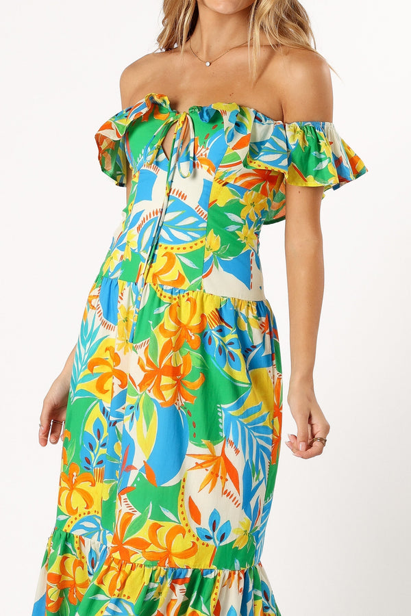 Petal and Pup USA DRESSES Harriet Off Shoulder Maxi Dress - Malta Print