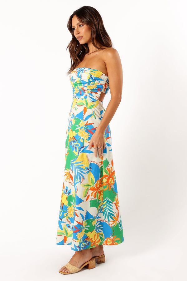 Petal and Pup USA DRESSES Harriet Strapless Midi Dress - Malta Print