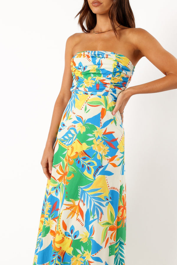 Petal and Pup USA DRESSES Harriet Strapless Midi Dress - Malta Print