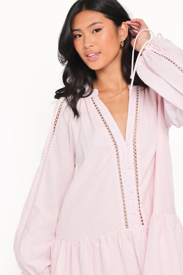 Petal and Pup USA DRESSES Hart Long Sleeve Mini Dress - Pink