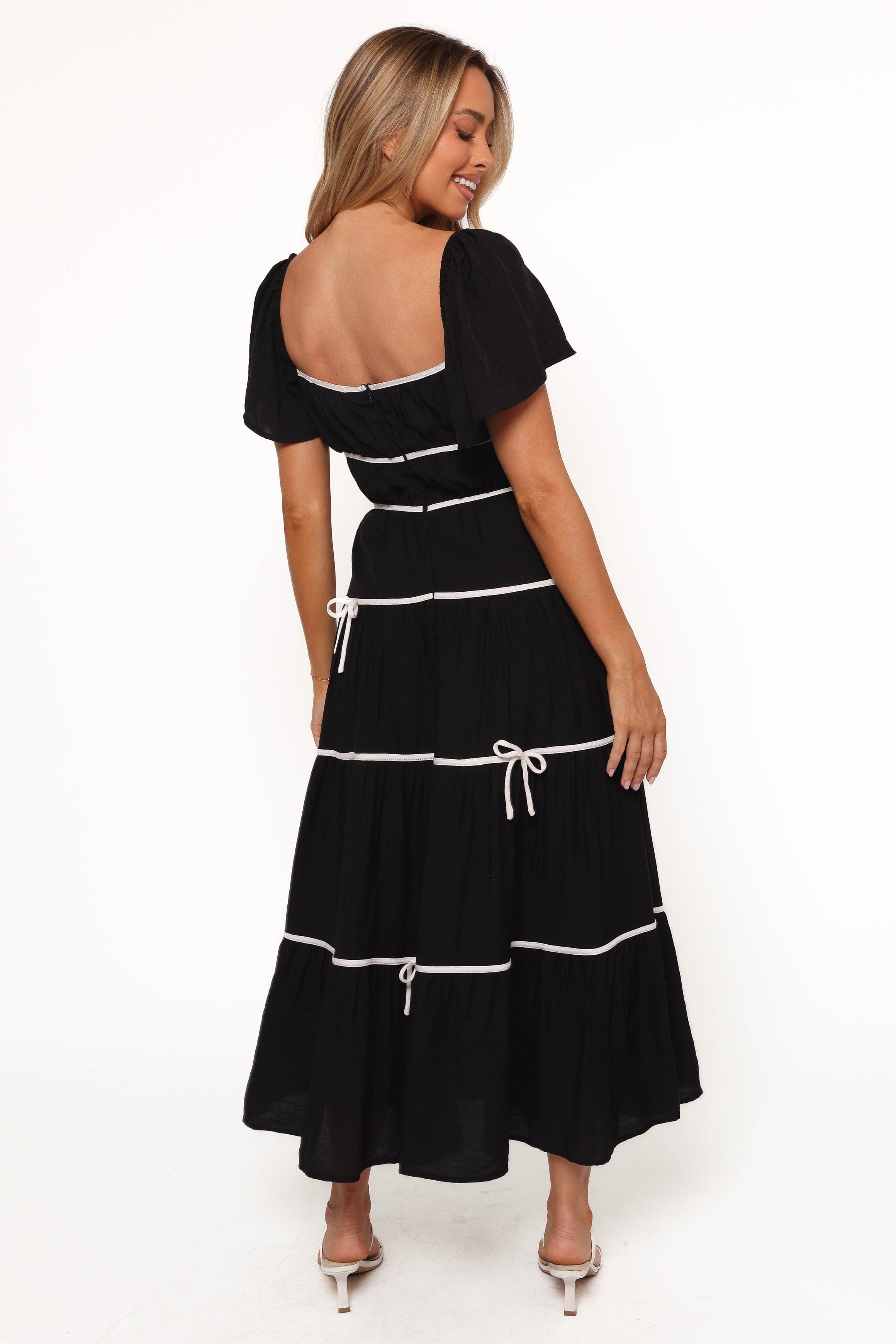 Petal and Pup USA DRESSES Harvey Maxi Bow Dress - Black/White (Hold for Rack)