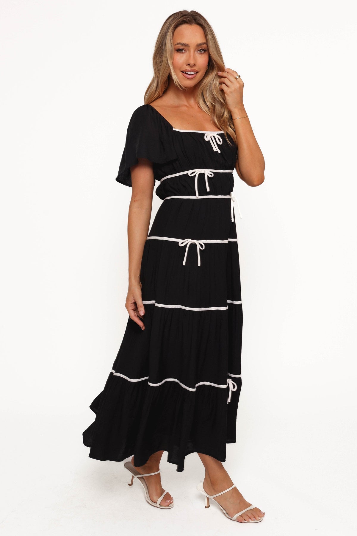 Petal and Pup USA DRESSES Harvey Maxi Bow Dress - Black/White (Hold for Rack)