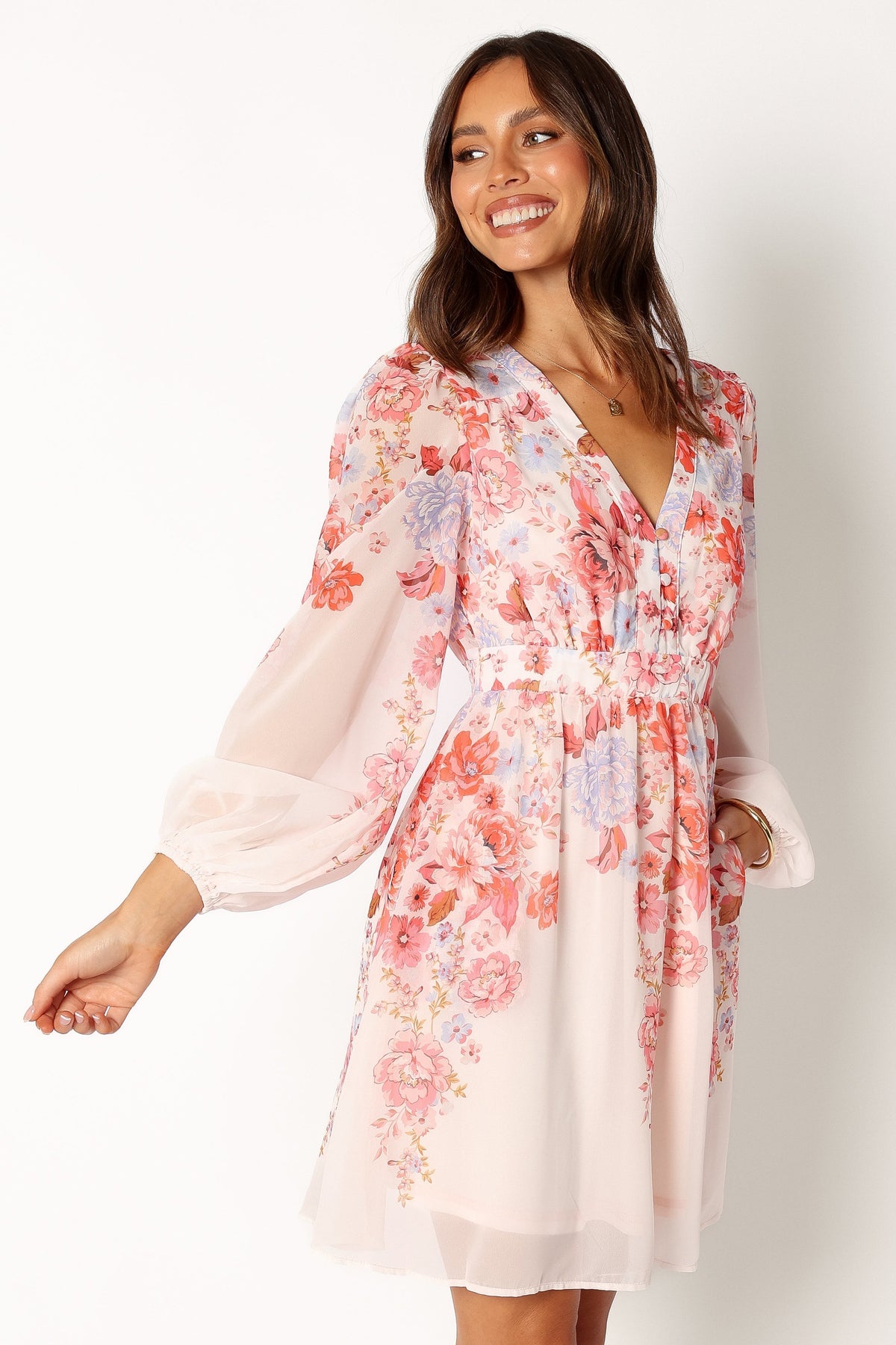 petal long sleeve dress Hattie Long Sleeve Mini Dress