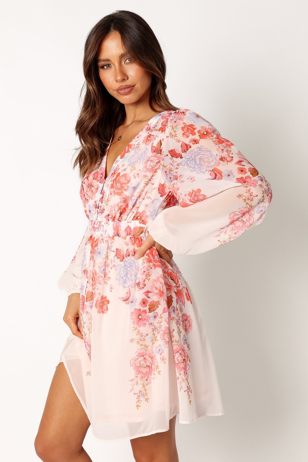 petal long sleeve dress Hattie Long Sleeve Mini Dress