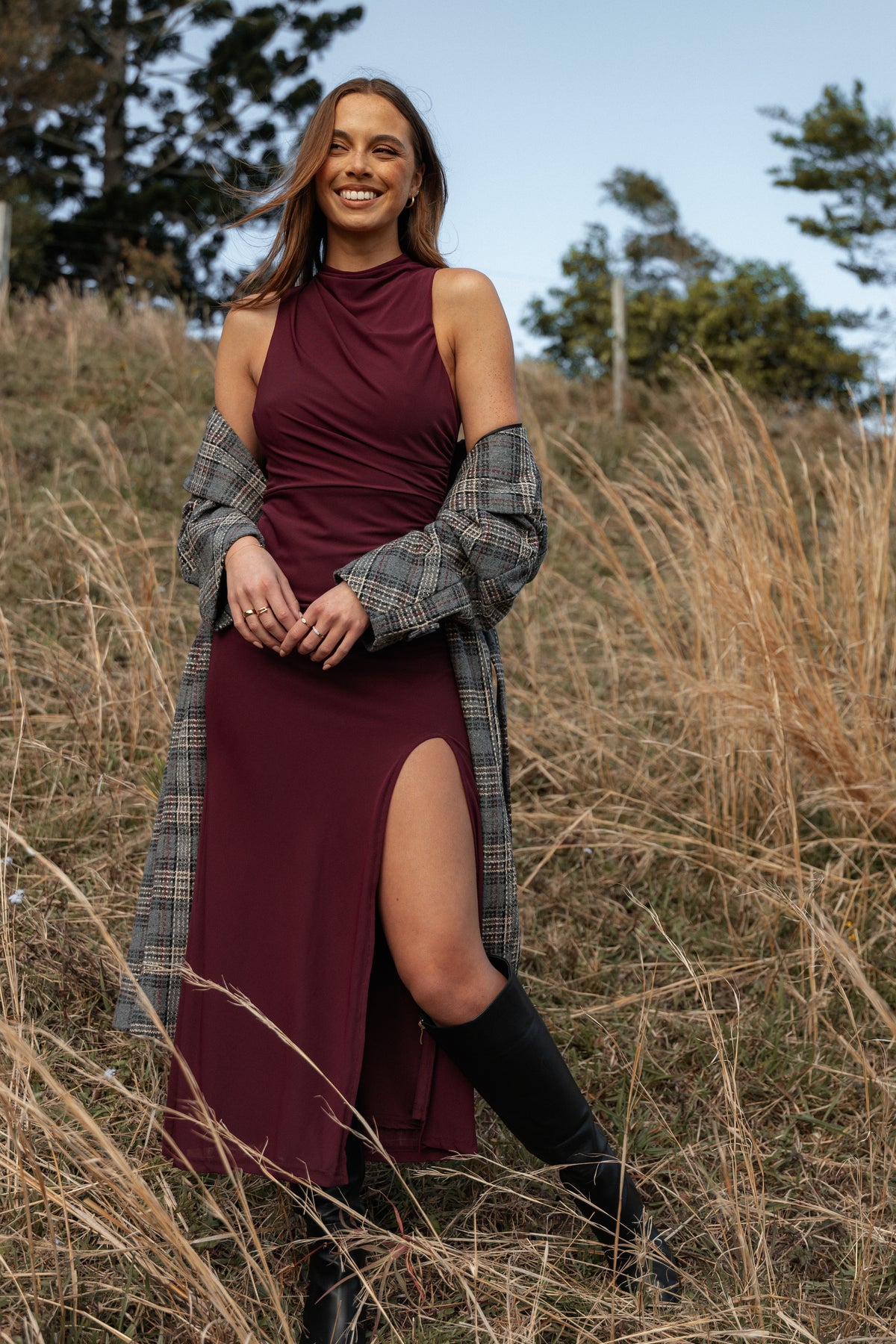 plum brown maxi dress Petal and Pup Women's Hayven Maxi Dress