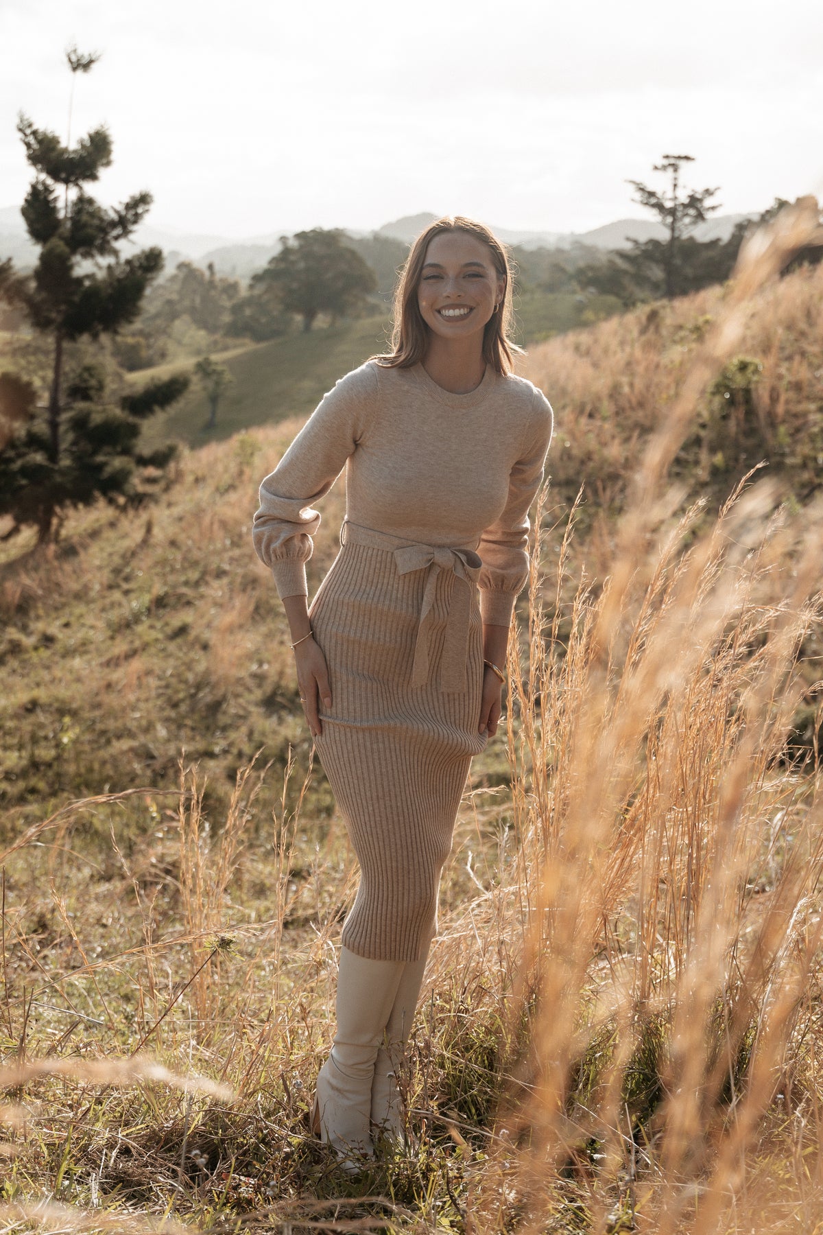 petal and pup beige dress Nate Dress - Beige/White main image 0