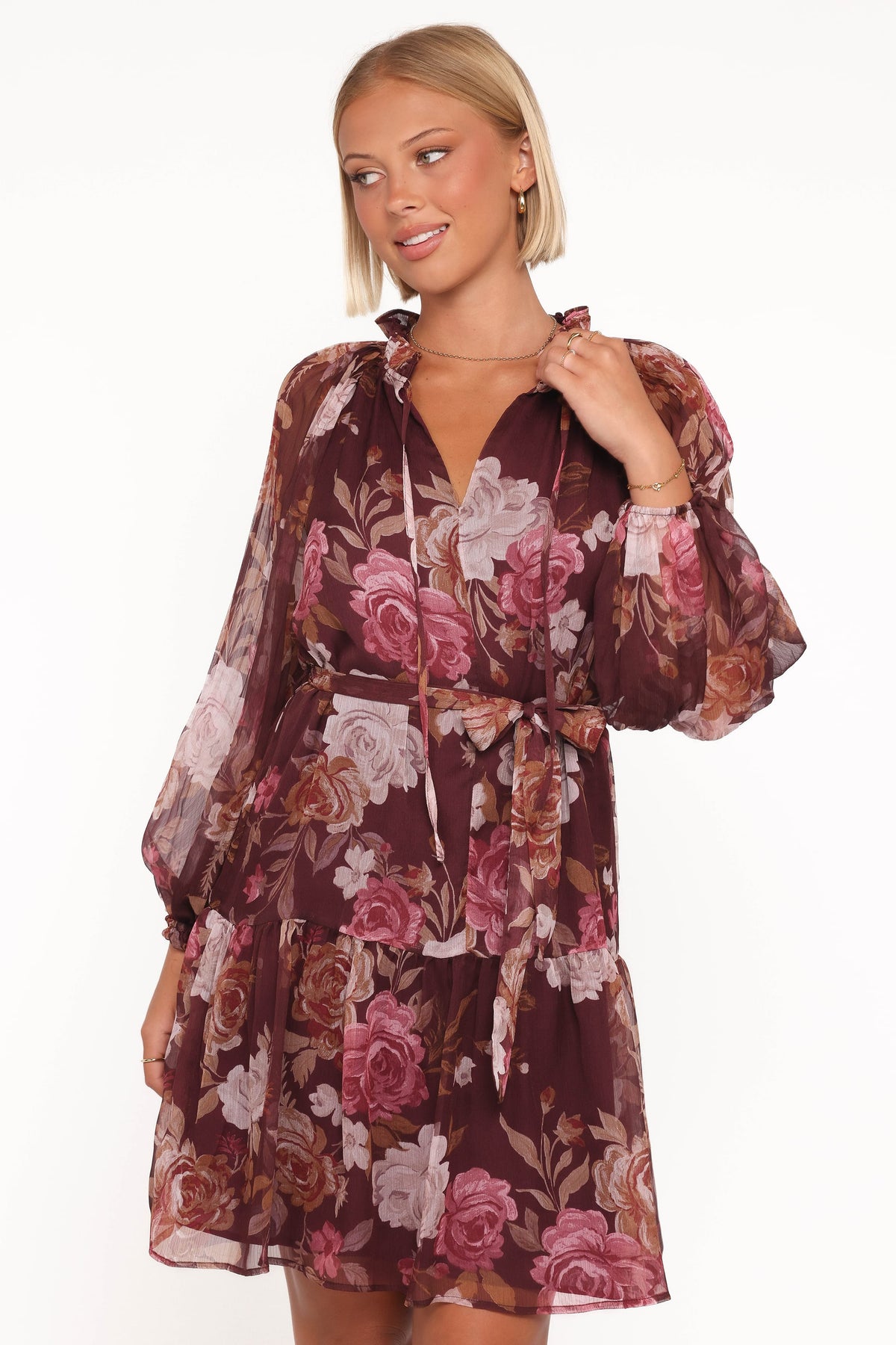 Petal and Pup Women's Hensely Mini Dress - Burgundy Brandy Bloom Petal and Pup Women's Hensely Mini Dress - Burgundy Brandy Bloom
