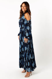 Petal and Pup USA DRESSES Hilary Pleated Maxi Dress - Blue Floral