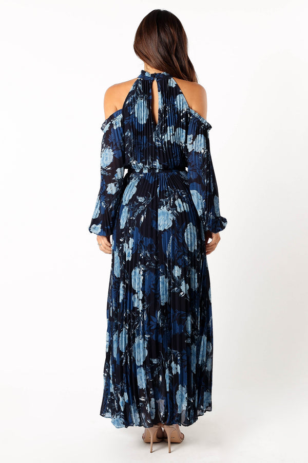 Petal and Pup USA DRESSES Hilary Pleated Maxi Dress - Blue Floral