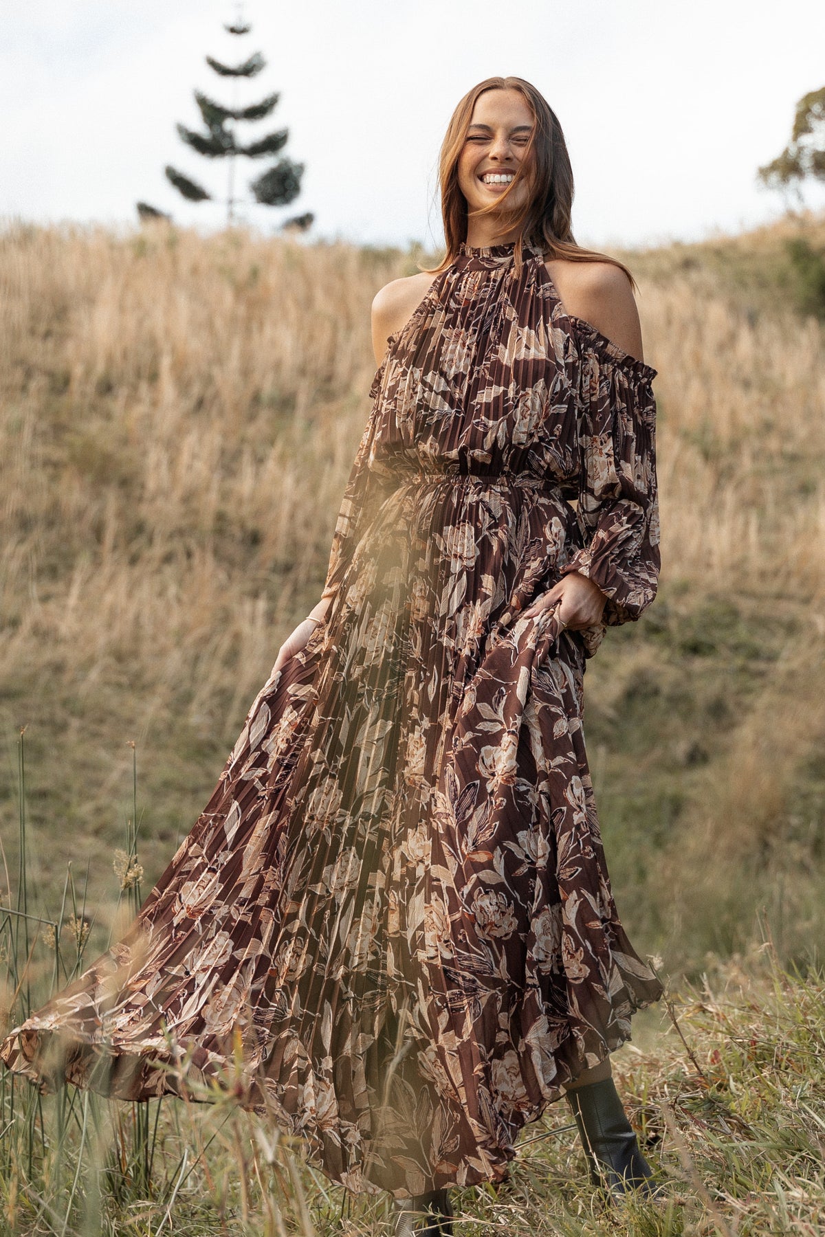 Hilary Pleated Maxi Dress