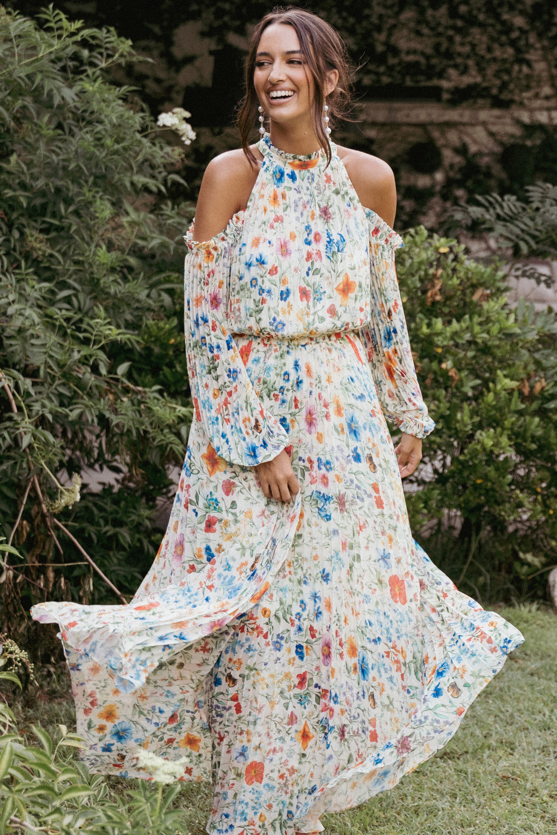 Petal and Pup USA DRESSES Hilary Pleated Maxi Dress - Garden Floral