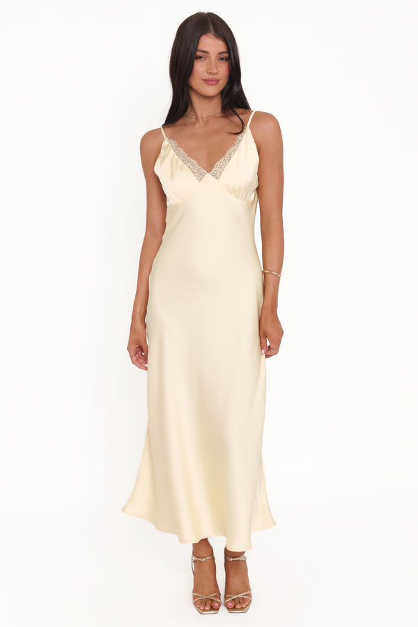 Petal and Pup USA DRESSES Hobi Midi Dress - Butter Yellow
