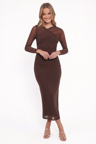 Petal and Pup USA DRESSES Honor Midi Dress - Chocolate