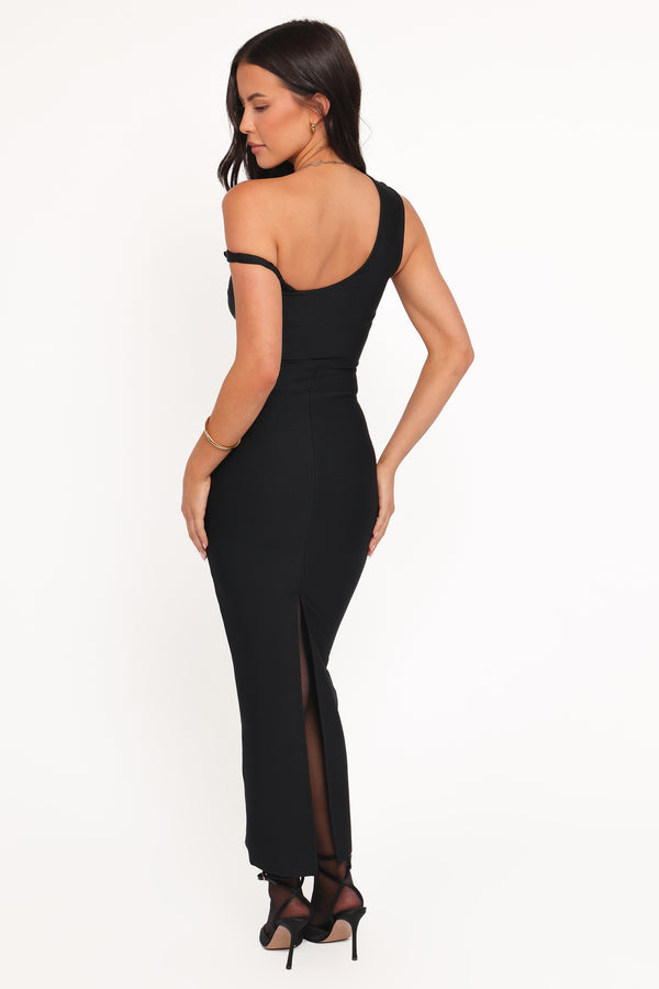 Petal and Pup USA DRESSES Hudson Off Shoulder Midi Dress - Black
