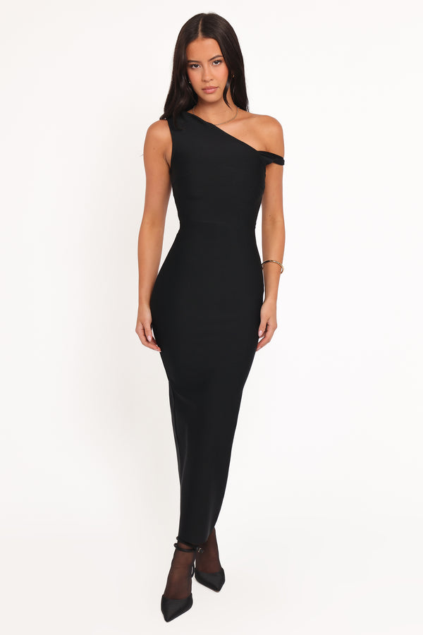Petal and Pup USA DRESSES Hudson Off Shoulder Midi Dress - Black