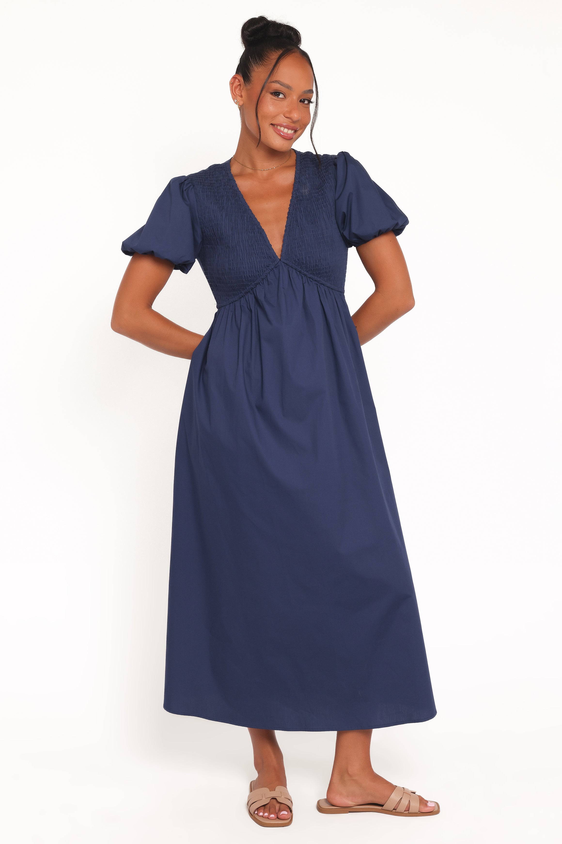 Petal and Pup USA DRESSES Ilyana Short Sleeve Maxi Dress - Navy